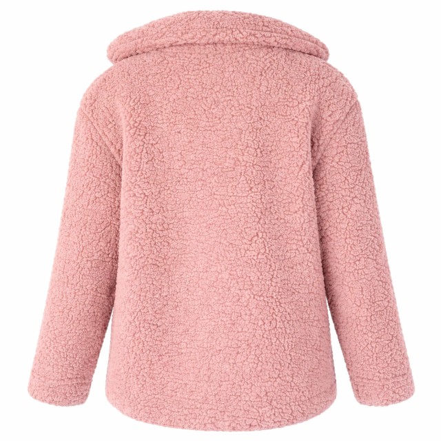 kurtka teddy bear różowa damska baranek oversize tył