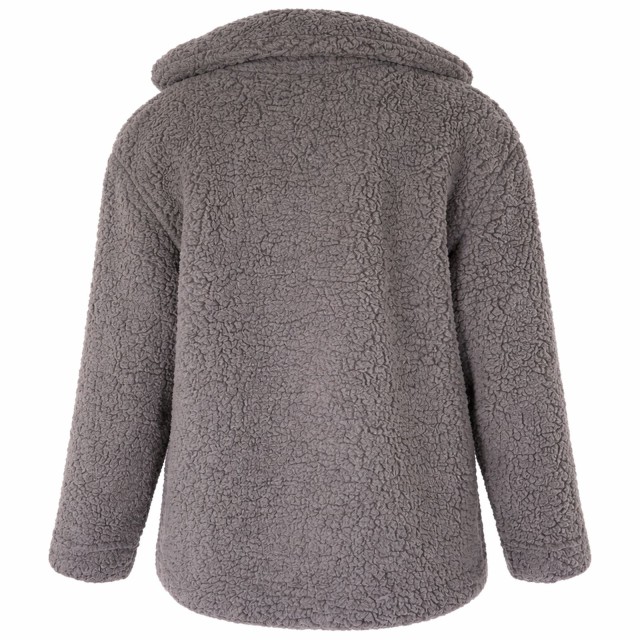 kurtka teddy bear szara damska baranek oversize tył