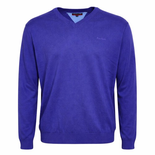 Sweter męski Pierre Cardin V-neck fioletowy 100% bawełna elegancki