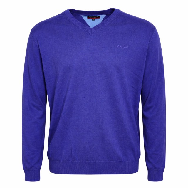 Sweter męski Pierre Cardin V-neck fioletowy 100% bawełna elegancki