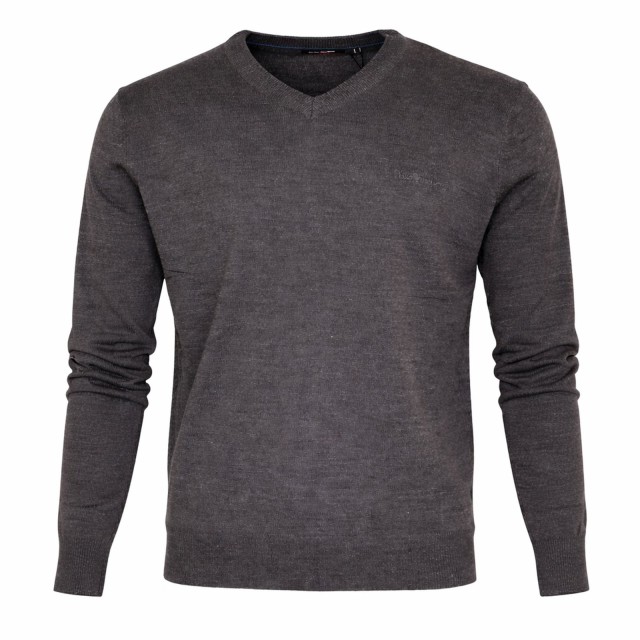 Sweter męski Pierre Cardin szary V-neck elegancki 100% bawełna