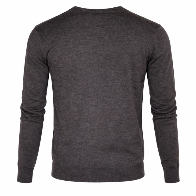 Sweter Pierre Cardin szary tył klasyczny bawełniany V-neck