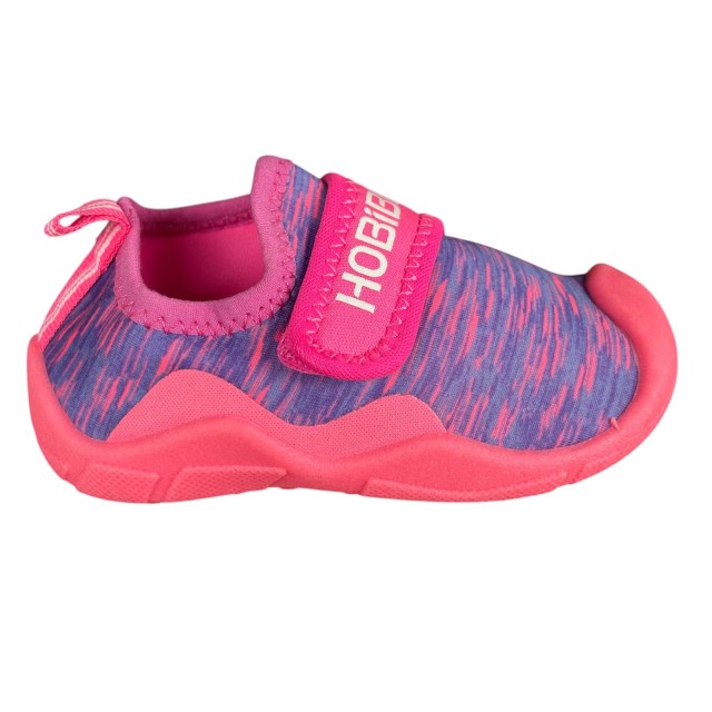 Kapcie dziecięce barefoot do przedszkola szybkoschnące różowe front bok