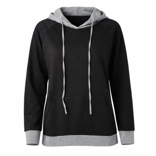 Bluza damska kangurka cienka wiosenna luźna oversize XL czarna z kapturem Mundido OUTLET