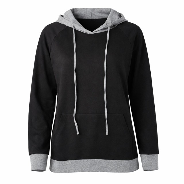 bluza damska kangurka czarna oversize XL cienka wiosenna Mundido przód