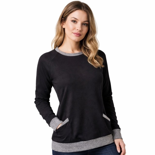 bluza damska czarna Mundido na modelce luźna wiosenna casual stylizacja