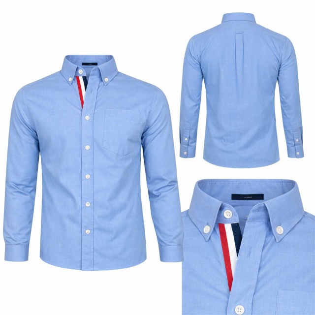 koszula męska jasnoniebieska komplet przód tył detal slim bawełna
