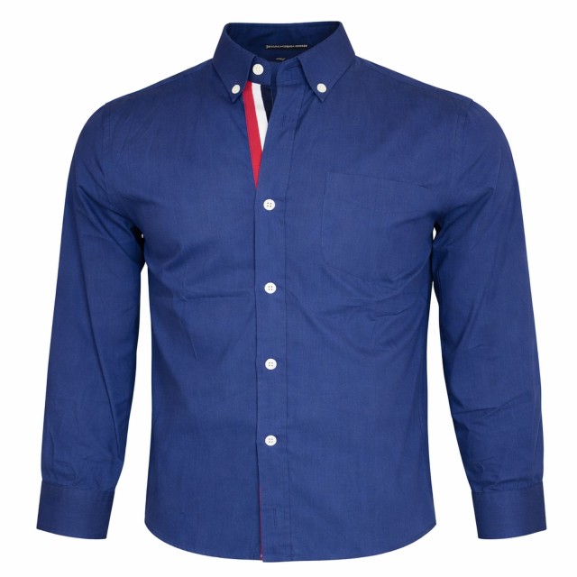 koszula męska granatowa przód slim fit elegancka do pracy