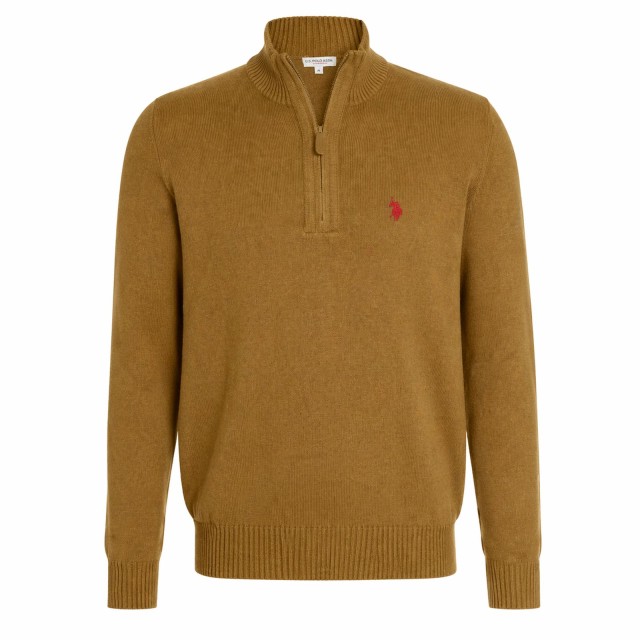 polgolf meski us polo assn musztardowy z zamkiem bawelna