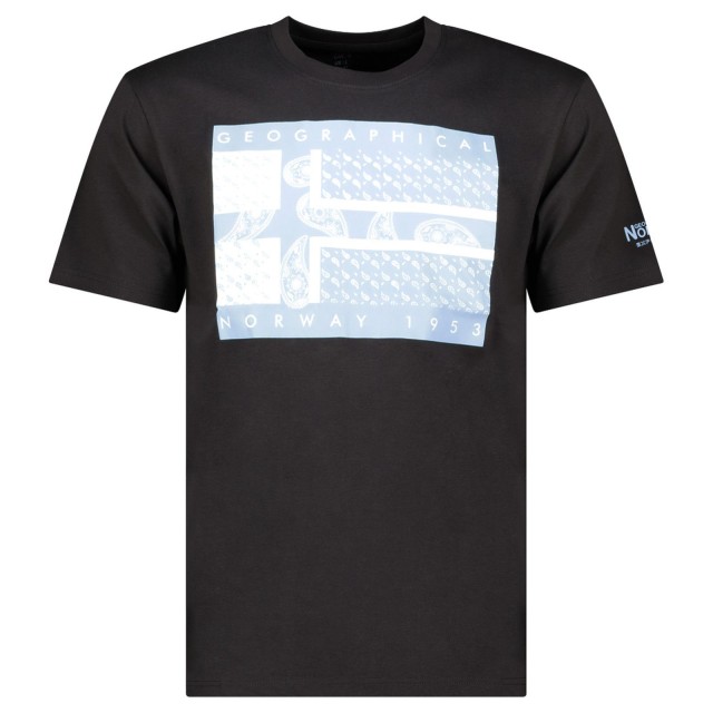 Geographical Norway Jodana Men Black koszulka czarna nadruk przód t-shirt męski