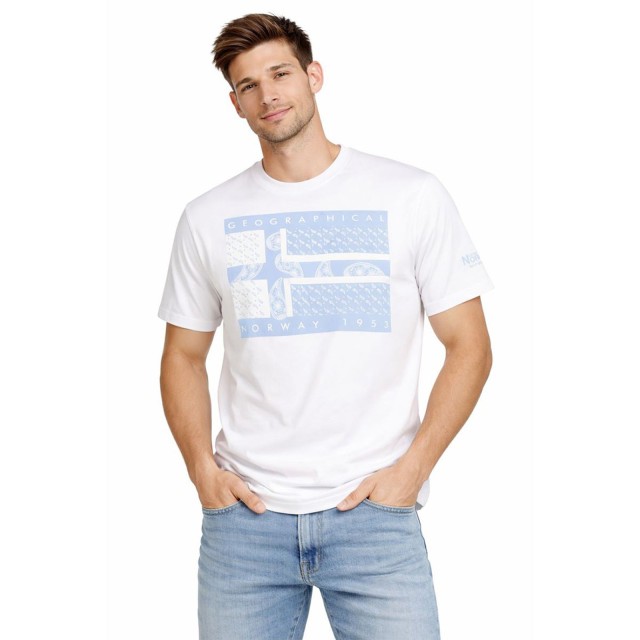 Geographical Norway Jodana Men White koszulka męska biała 100% bawełna model przód