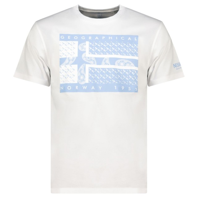 Geographical Norway Jodana Men White koszulka biała nadruk przód t-shirt męski