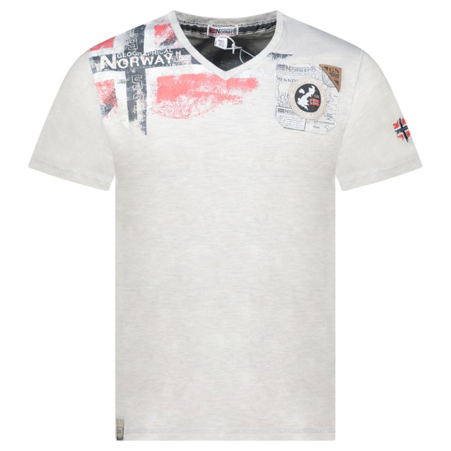 Koszulka szara męska z kieszonką nadruk Geographical Norway t-shirt przód