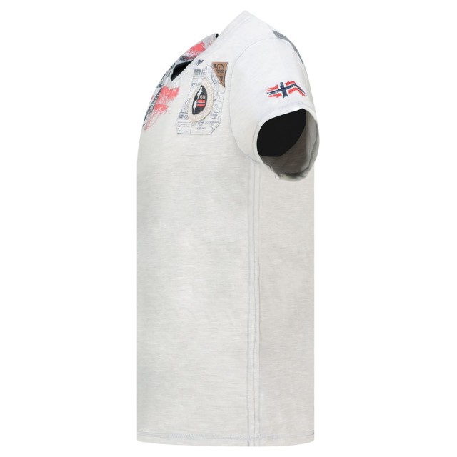 Koszulka męska szara bok profil kieszonka detal Geographical Norway