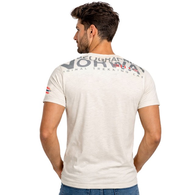 koszulka męska beżowa Geographical Norway Jamo 254 tył nadruk Norway plecy