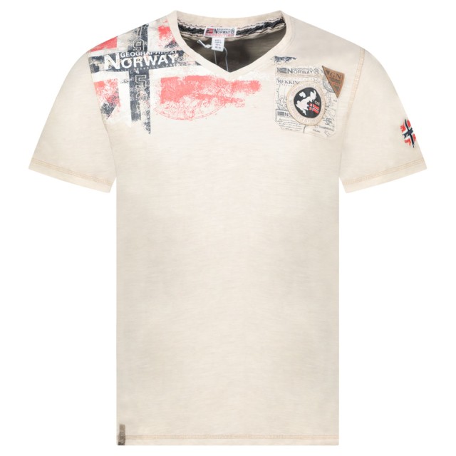 t-shirt męski beżowy Geographical Norway Jamo 254 100% bawełna przód