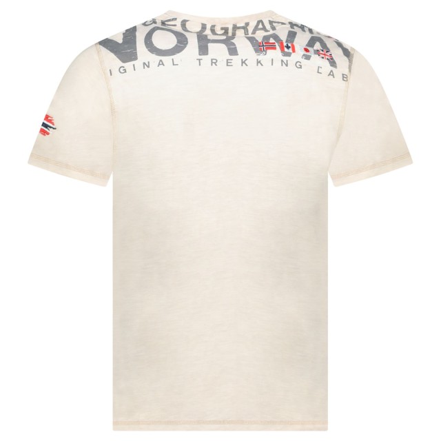 koszulka męska beżowa Geographical Norway tył nadruk Norway bawełna