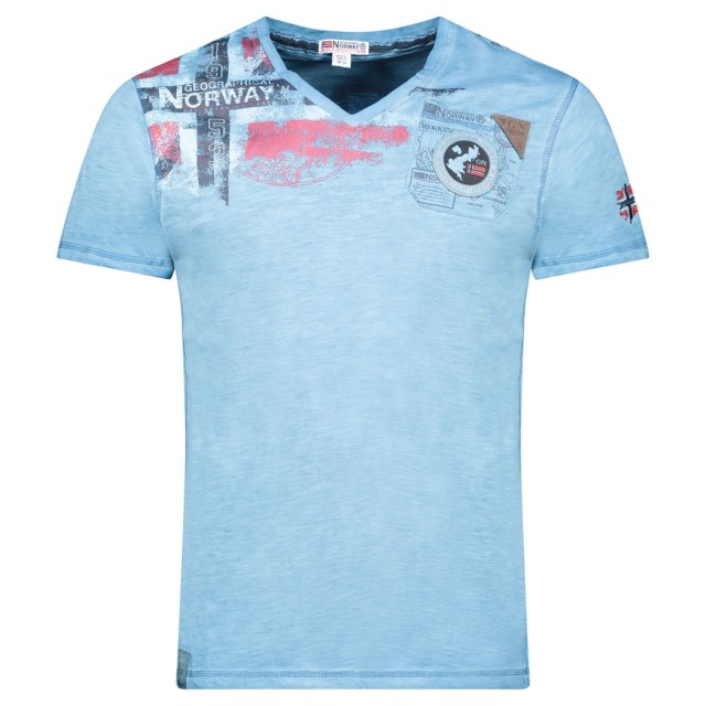t-shirt męski niebieski Geographical Norway Jamo 254 przód 100% bawełna