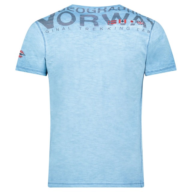 koszulka męska niebieska Geographical Norway tył nadruk Norway bawełna