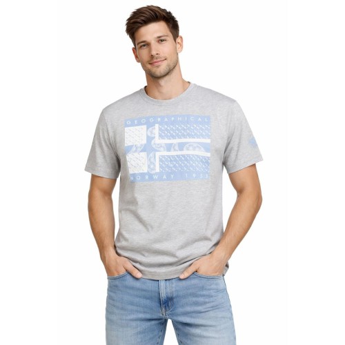 Geographical Norway Jodana Men Grey koszulka męska szara 100% bawełna model przód