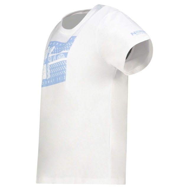 detal koszulki Geographical Norway Jodana DB Lady biały t-shirt damski bawełna rękaw