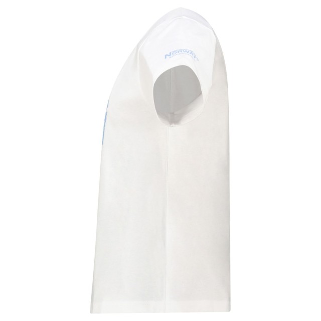 detal koszulka damska Geographical Norway biały t-shirt kołnierz materiał 100% bawełna