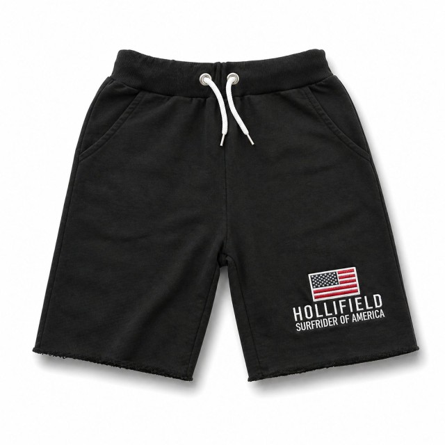 czarne spodenki chłopięce Hollifield nadruk flaga sportowe bawełniane szorty