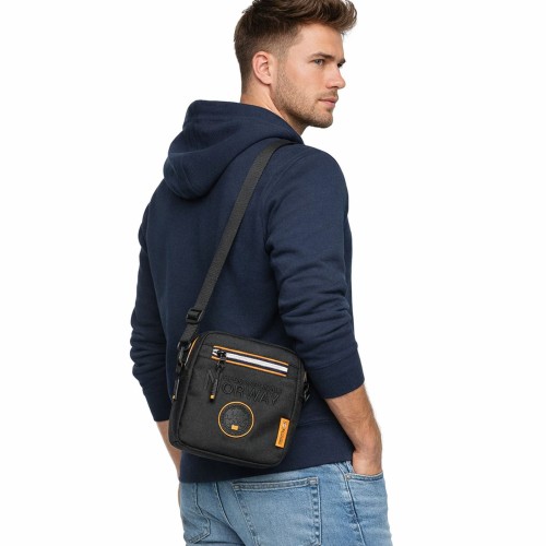 torebka męska czarna crossbody na ramieniu Silvan Black Geographical Norway styl casual