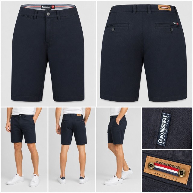 spodenki chino męskie granatowe GeoNorway Pacidor Navy stylizacja na modelu