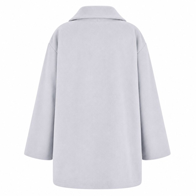 Płaszcz damski niebieski oversize tył elegancki luźny fason jesienno zimowy OUTLET