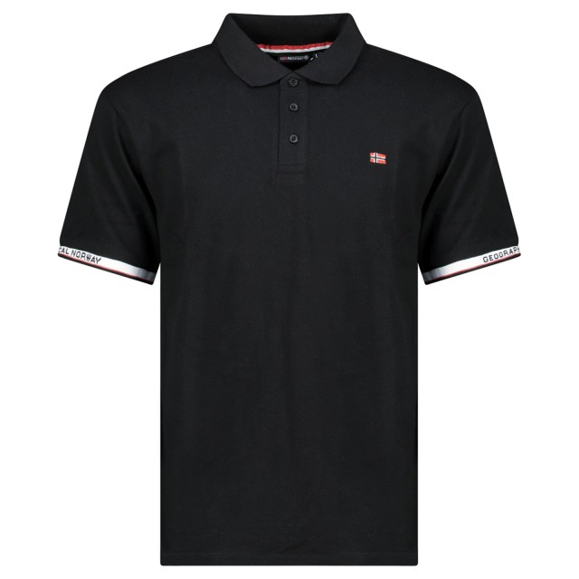 Czarna koszulka polo męska Geographical Norway Koliar Black przód klasyczny krój