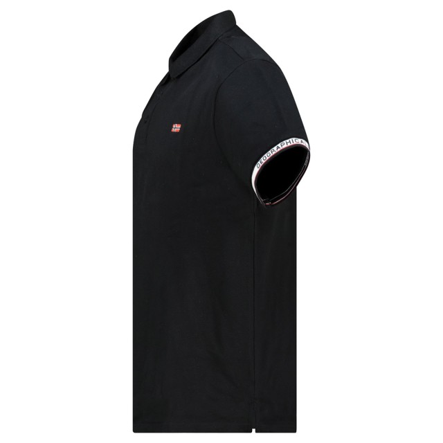 Koszulka polo Geographical Norway Koliar Black detal rękawa logo