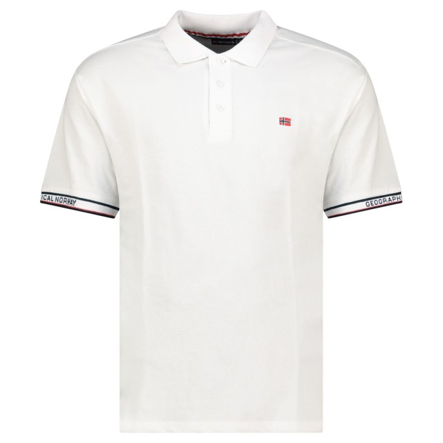 biała koszulka polo męska Geographical Norway Korial White przód klasyczny krój
