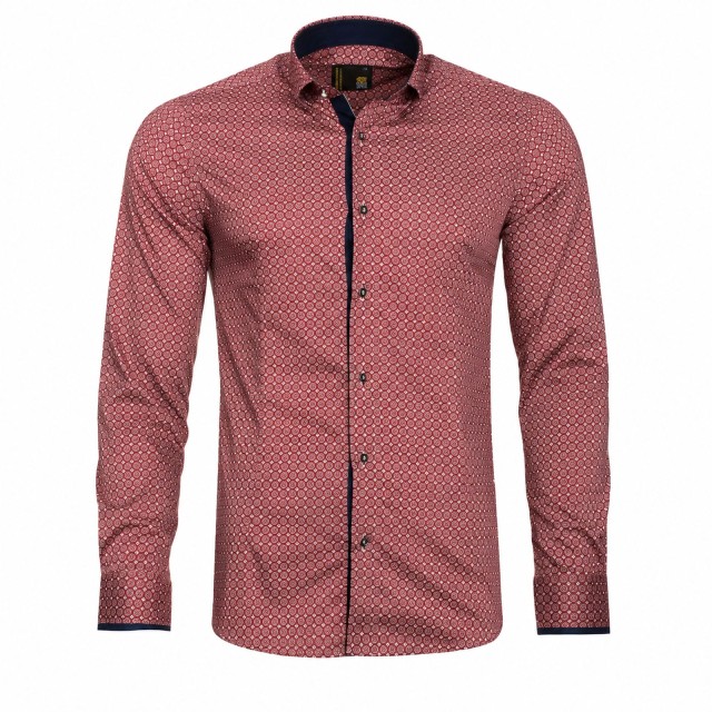 Przód koszuli męskiej slim fit Cipo Baxx jasnobrązowej
