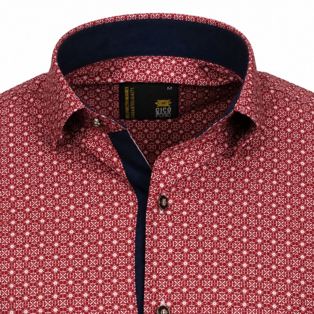 Detal kołnierzyka koszuli męskiej Cipo Baxx slim fit wzorzystej