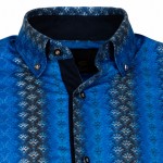 Koszula męska elegancka Slim Fit niebieska wzorzysta Cipo&Baxx L OUTLET