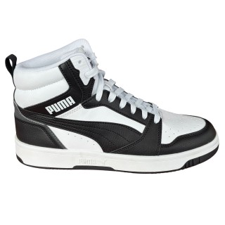 Sneakersy unisex Puma Rebound V6 Mid Jr czarno białe sportowe Puma
