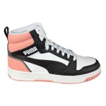 Sneakersy unisex Puma Rebound V6 Mid JR White Black Poppy Pink sportowe Puma