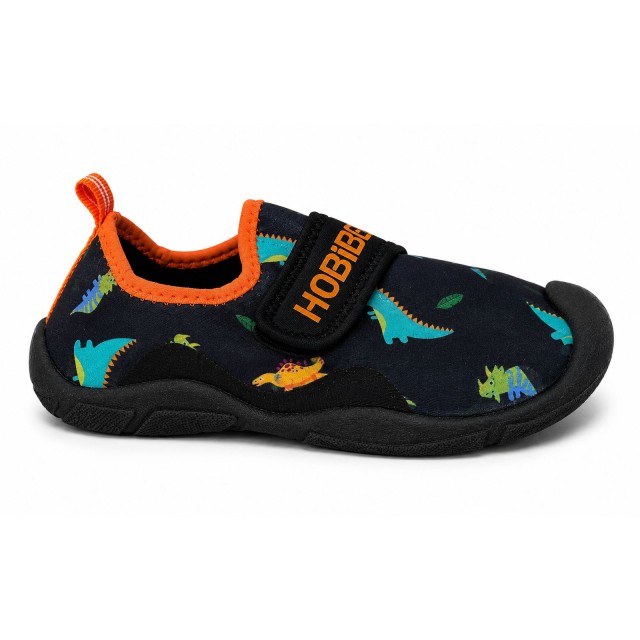 Lekkie kapcie dziecięce barefoot Hobibear z dinozaurami profil prawy