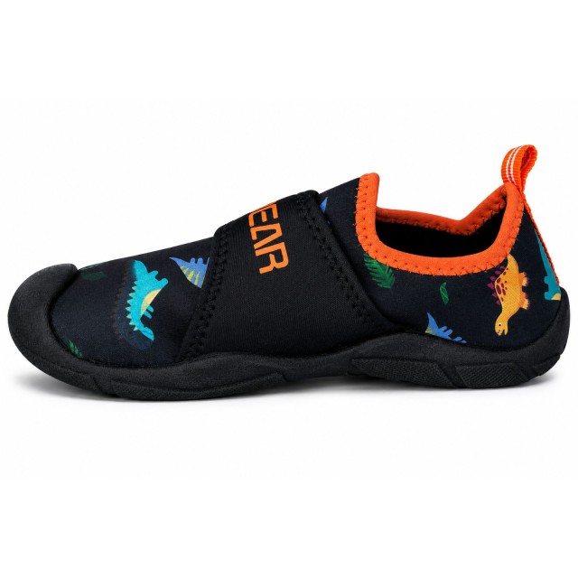 Buty barefoot dla dzieci Hobibear czarne dinozaury widok boczny