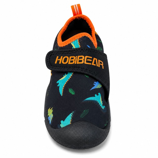 Kapcie dziecięce Hobibear barefoot przód z rzepem i dinozaurami