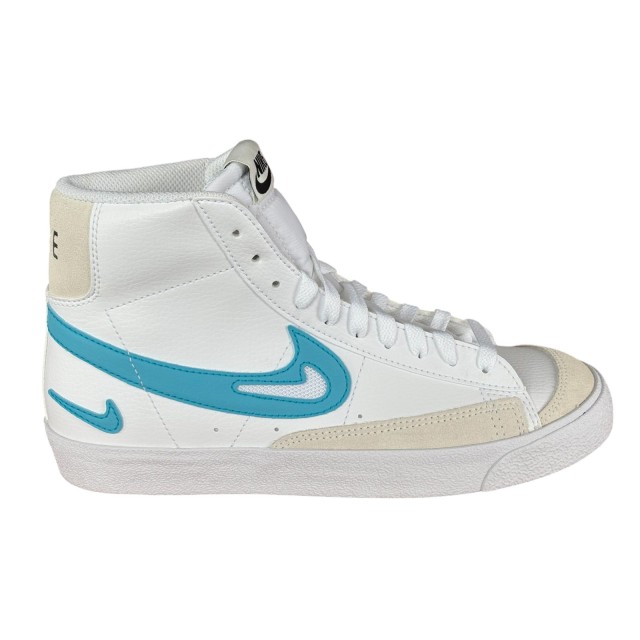 Nike Blazer Mid GS damskie białe sneakersy lifestyle wysokie bok