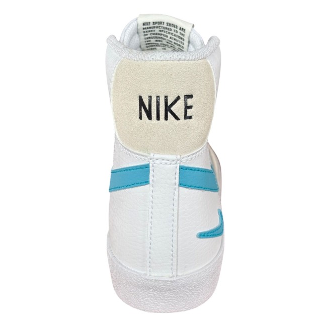 Białe sneakersy damskie Nike Blazer Mid GS tył buta logo