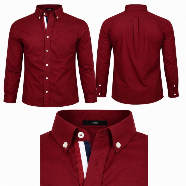 koszula męska bordowa detale lamówka elegancka slim fit outlet