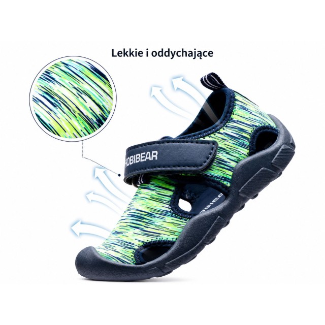 Zielone sandały dziecięce HOBIBEAR lekkie sportowe do wody