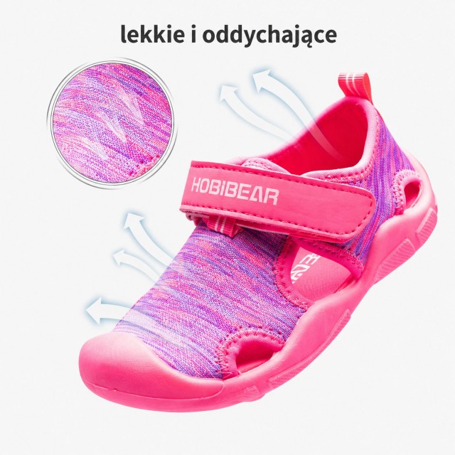 Różowe sandały dziecięce HOBIBEAR lekkie sportowe do wody