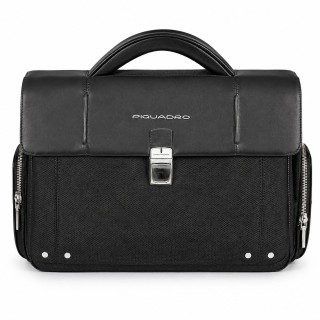 Aktówka Skórzana na Laptop Piquadro Czarna Torba Biznesowa Premium