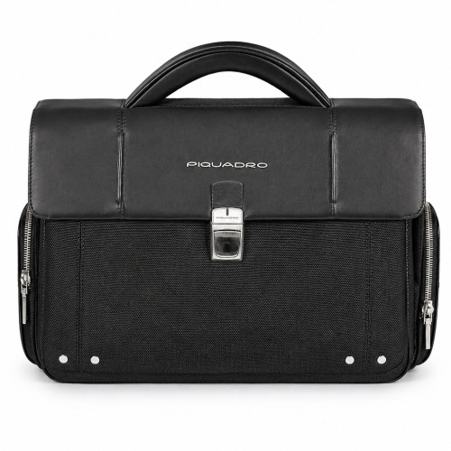 Aktówka skórzana Piquadro czarna torba biznesowa na laptop