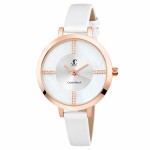Zegarek damski Crystal Watch Swarovski® biały skórzany pasek kwarcowy OUTLET