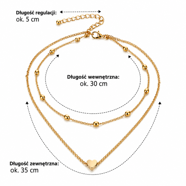 Złoty naszyjnik choker z sercem – długość 30 i 35 cm